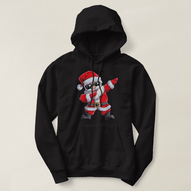 Dabbing Santa Claus Christmas Boys Men Funny Xmas Hoodie (Design Front)