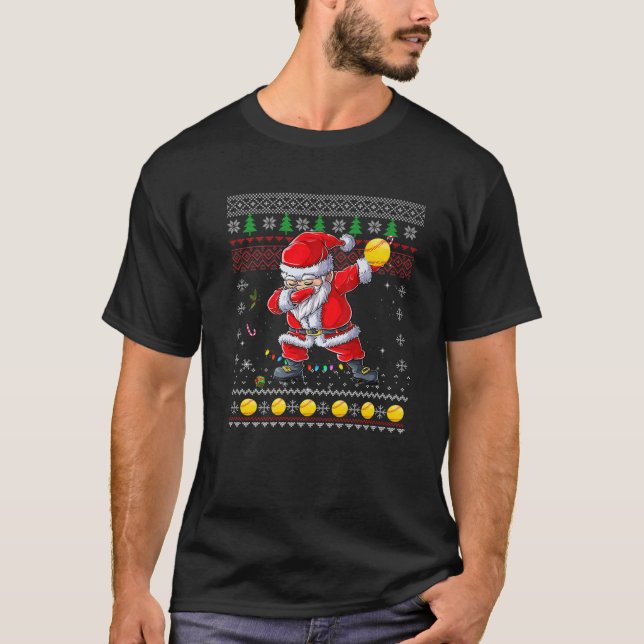 Dabbing Santa Claus Christmas Softball Boys Men Ug T-Shirt (Front)