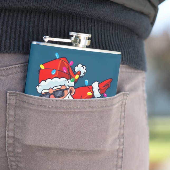 Dabbing Santa Claus Christmas Tree Lights Boys Kid Flask (In Situ)