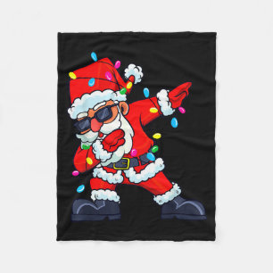 Dabbing Santa Claus Christmas Tree Lights Boys Kid Fleece Blanket