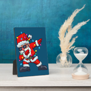 Dabbing Santa Claus Christmas Tree Lights Boys Kid Plaque