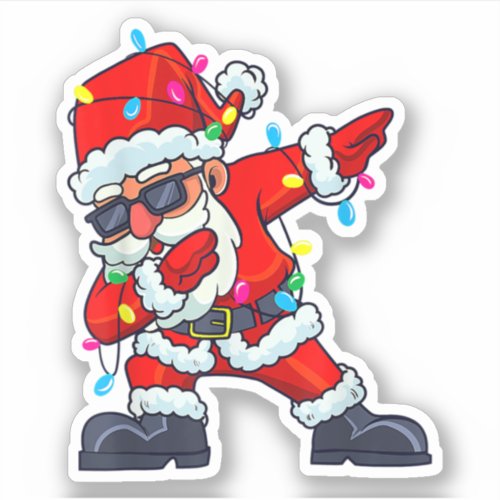 Dabbing Santa Claus Christmas Tree Lights Dab Xmas Sticker