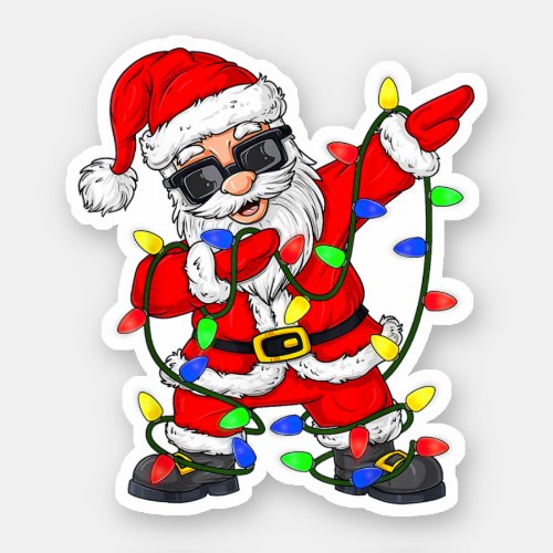Dabbing Santa Claus Christmas Tree Lights Dab Xmas Sticker