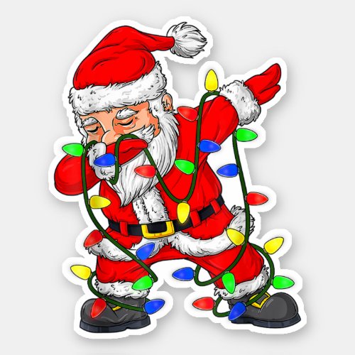 Dabbing Santa Claus Christmas Tree Lights Dab Xmas Sticker