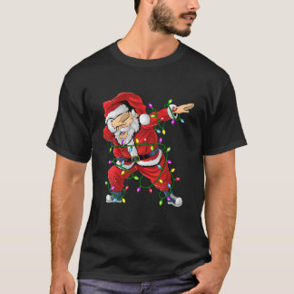 Dabbing Santa Claus Christmas Tree Lights Kids Boy T-Shirt