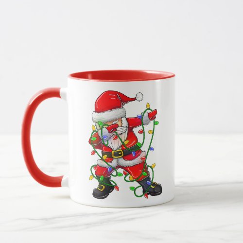 Dabbing Santa Claus Christmas Tree Lights Mug