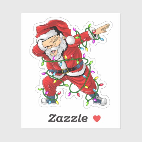 Dabbing Santa Claus Christmas Tree Lights Sticker