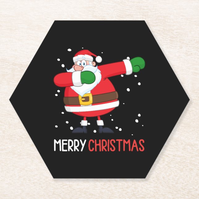 Dabbing Santa Claus Dab Dap Christmas Paper Coaster (Front)