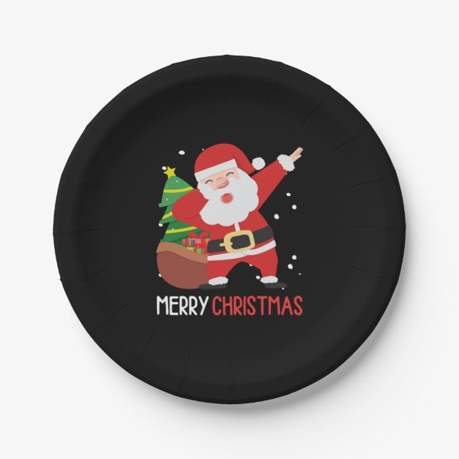 Dabbing Santa Claus Dab Dap Christmas  Paper Plates (Front)