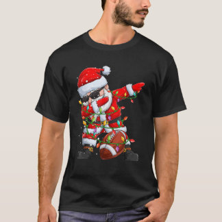 Dabbing Santa Claus Football Christmas Lights Kids T-Shirt