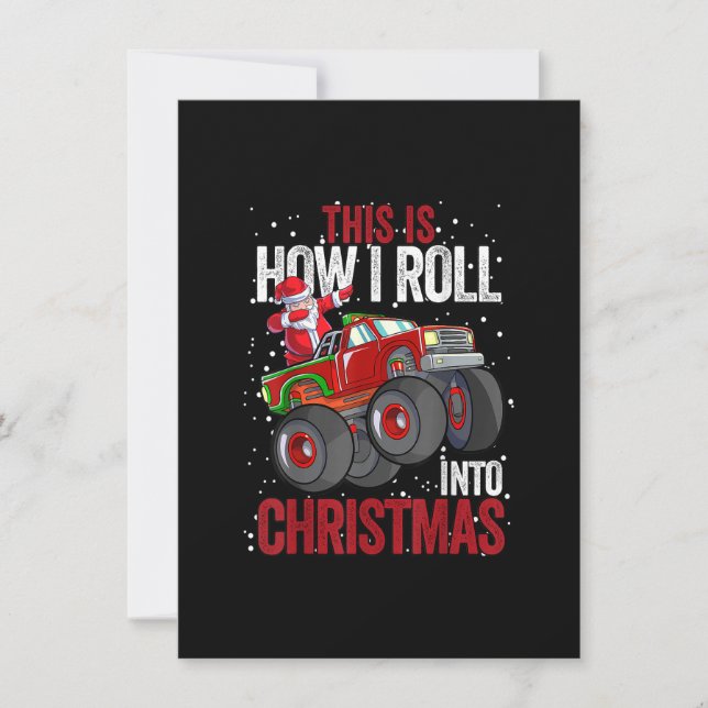 Dabbing Santa Claus Monster Truck Boys Christmas X Invitation (Front)