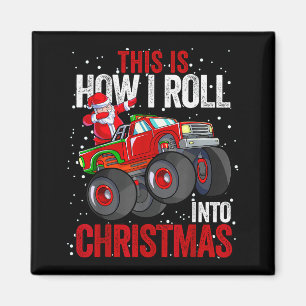 Dabbing Santa Claus Monster Truck Boys Christmas X Magnet