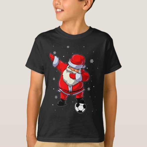 Dabbing Santa Claus Soccer Christmas T_Shirt