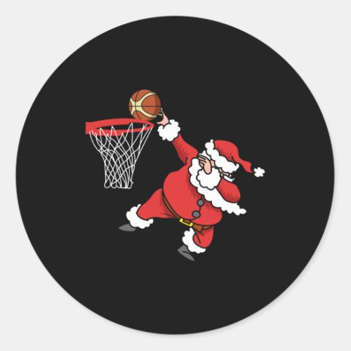 Dabbing Santa Claus Sport Basketball Christmas  Classic Round Sticker