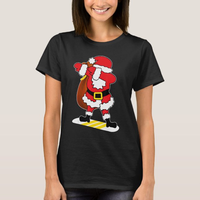 Dabbing Santa Claus Surfing Christmas  For Kids Bo T-Shirt (Front)