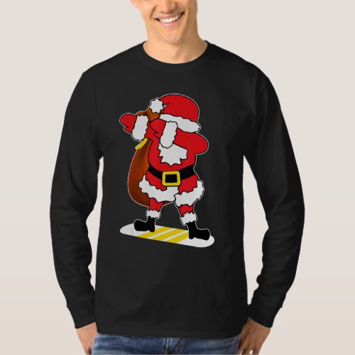 Dabbing Santa Claus Surfing Christmas  For Kids Bo T_Shirt
