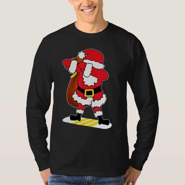Dabbing Santa Claus Surfing Christmas  For Kids Bo T-Shirt (Front)