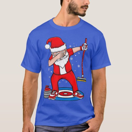 Dabbing Santa Curling player curling Broom curler  T_Shirt