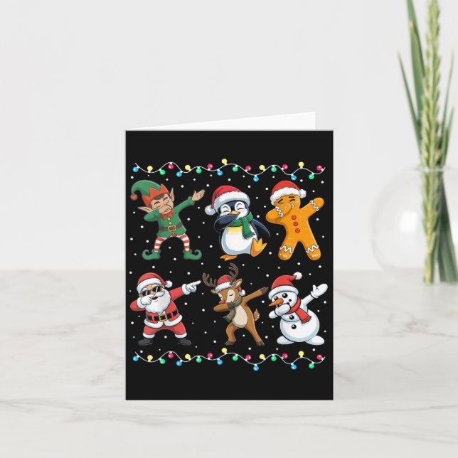 Dabbing Santa Elf Friends Boys Girls Men Funny Chr Card (Front)