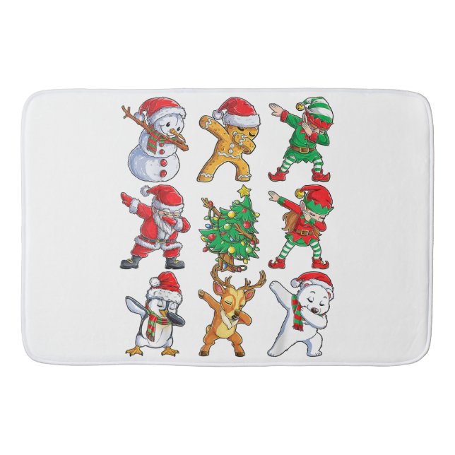 Dabbing Santa Elf Friends Christmas Boys Girls Men Bath Mat (Front)
