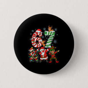 Dabbing Santa Elf Friends Christmas Boys Girls Men Button
