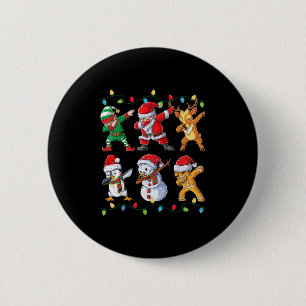 Dabbing Santa Elf Friends Christmas Boys Girls Men Button