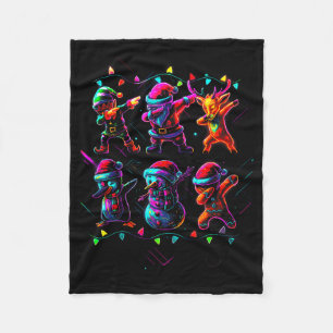 Dabbing Santa Elf Friends Christmas Boys Girls Men Fleece Blanket