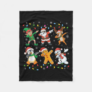 Dabbing Santa Elf Friends Christmas Boys Girls Men Fleece Blanket
