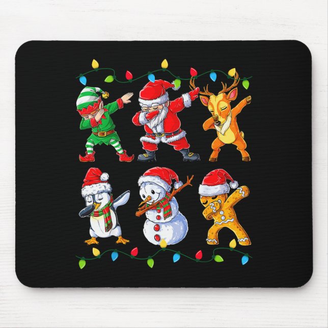 Dabbing Santa Elf Friends Christmas Boys Girls Men Mouse Pad (Front)
