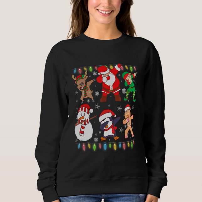 Dabbing Santa Elf Friends Christmas Boys Girls Men Sweatshirt (Front)