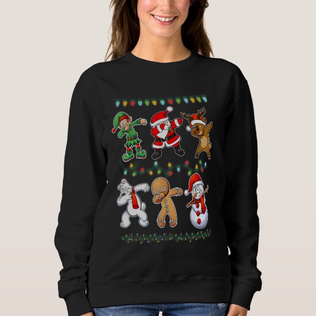 Dabbing Santa Elf Friends Christmas Boys Men  Xmas Sweatshirt (Front)