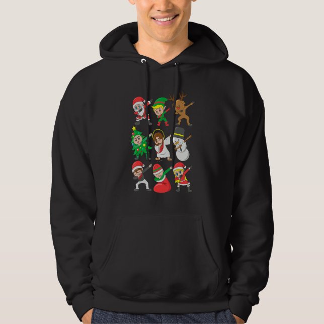 Dabbing Santa Elf Friends Christmas Kids Boys Men  Hoodie (Front)
