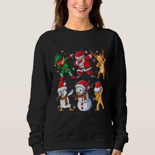 Dabbing Santa Elf Friends Christmas Kids Boys Men  Sweatshirt (Front)