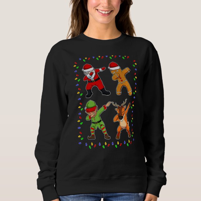 Dabbing Santa Elf Friends Christmas Kids Boys Men  Sweatshirt (Front)