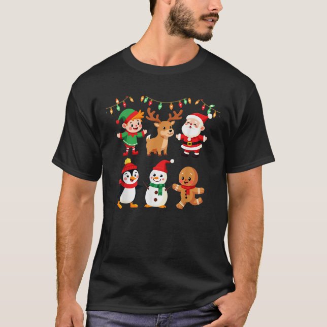 Dabbing Santa Elf Friends Christmas Squad Pajama  T-Shirt (Front)