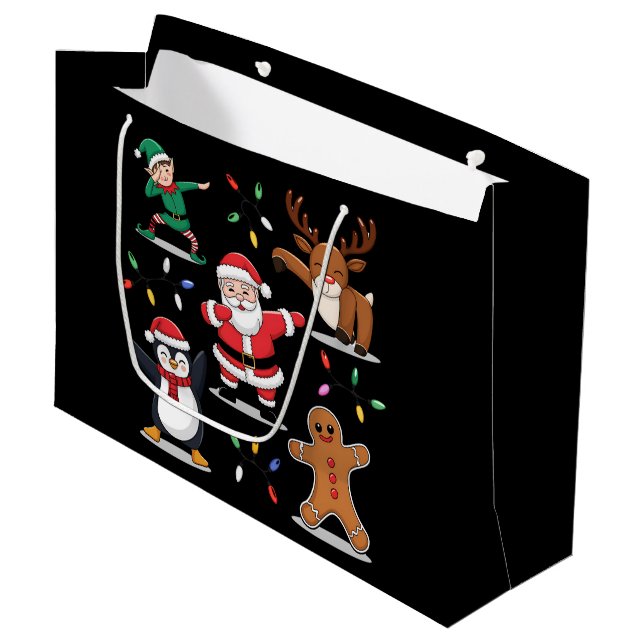 Dabbing Santa Elf Friends Christmas Xmas Dab Large Gift Bag (Front Angled)