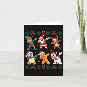 Dabbing Santa Elf Friends Ugly Christmas Boys Girl Card