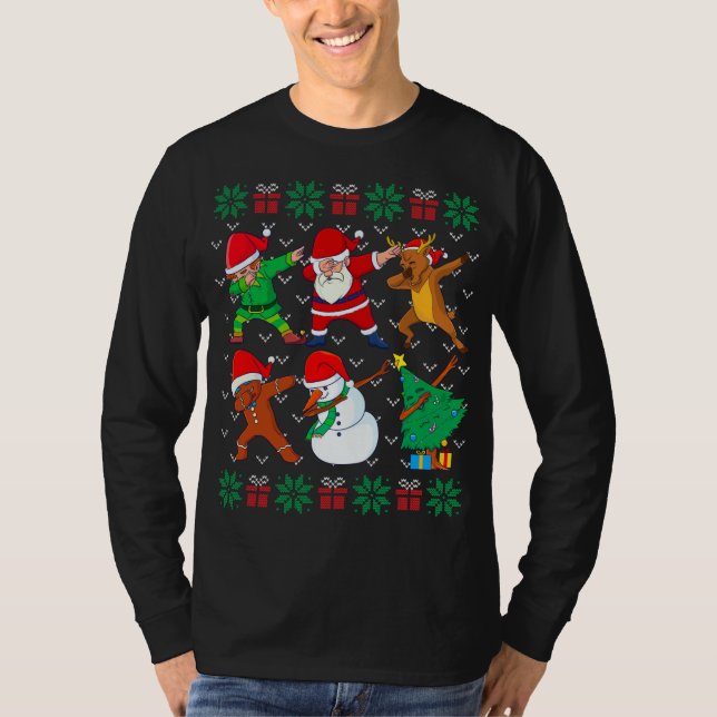 Dabbing Santa Elf Friends Ugly Xmas Sweater (Front)