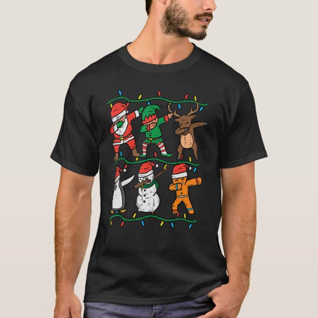 Dabbing Santa Elf Penguin Xmas Christmas Boys Kids T-Shirt (Front)