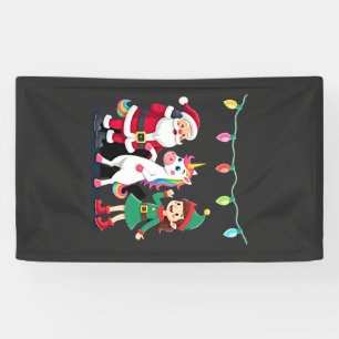 Dabbing Santa Elf Unicorn Christmas Kids Boys Men Banner