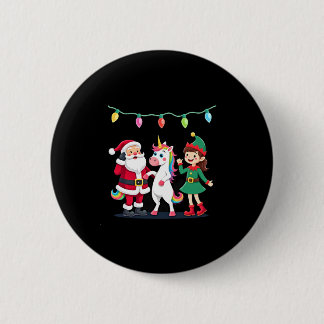 Dabbing Santa Elf Unicorn Christmas Kids Boys Men Button