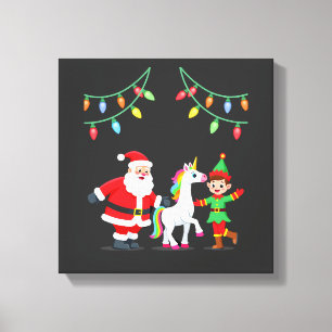 Dabbing Santa Elf Unicorn Christmas Kids Boys Men Canvas Print