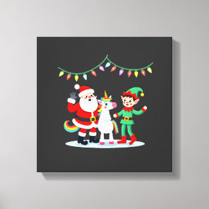 Dabbing Santa Elf Unicorn Christmas Kids Boys Men Canvas Print