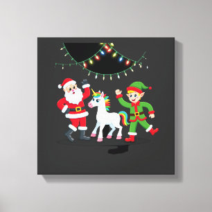 Dabbing Santa Elf Unicorn Christmas Kids Boys Men Canvas Print