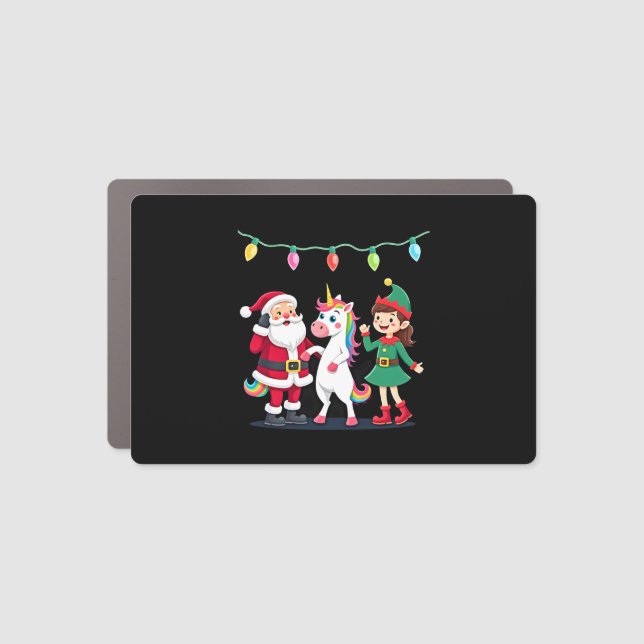 Dabbing Santa Elf Unicorn Christmas Kids Boys Men  Car Magnet (Front)