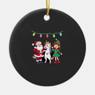 Dabbing Santa Elf Unicorn Christmas Kids Boys Men Ceramic Ornament