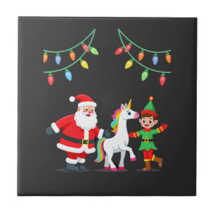 Dabbing Santa Elf Unicorn Christmas Kids Boys Men Ceramic Tile