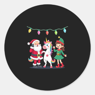 Dabbing Santa Elf Unicorn Christmas Kids Boys Men Classic Round Sticker