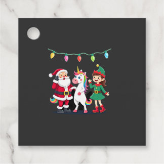 Dabbing Santa Elf Unicorn Christmas Kids Boys Men Favor Tags