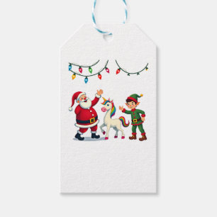 Dabbing Santa Elf Unicorn Christmas Kids Boys Men  Gift Tags